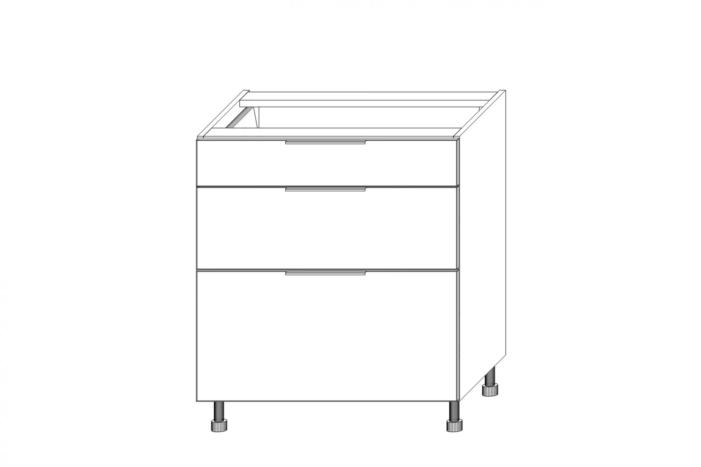 Spodní kuchyňská skříňka Kammono K2 DSS70/3 se 3 zásuvkami skříňka kuchyňská spodní KAMMONO K2 DSS70/3 se třemi  zásuvkami