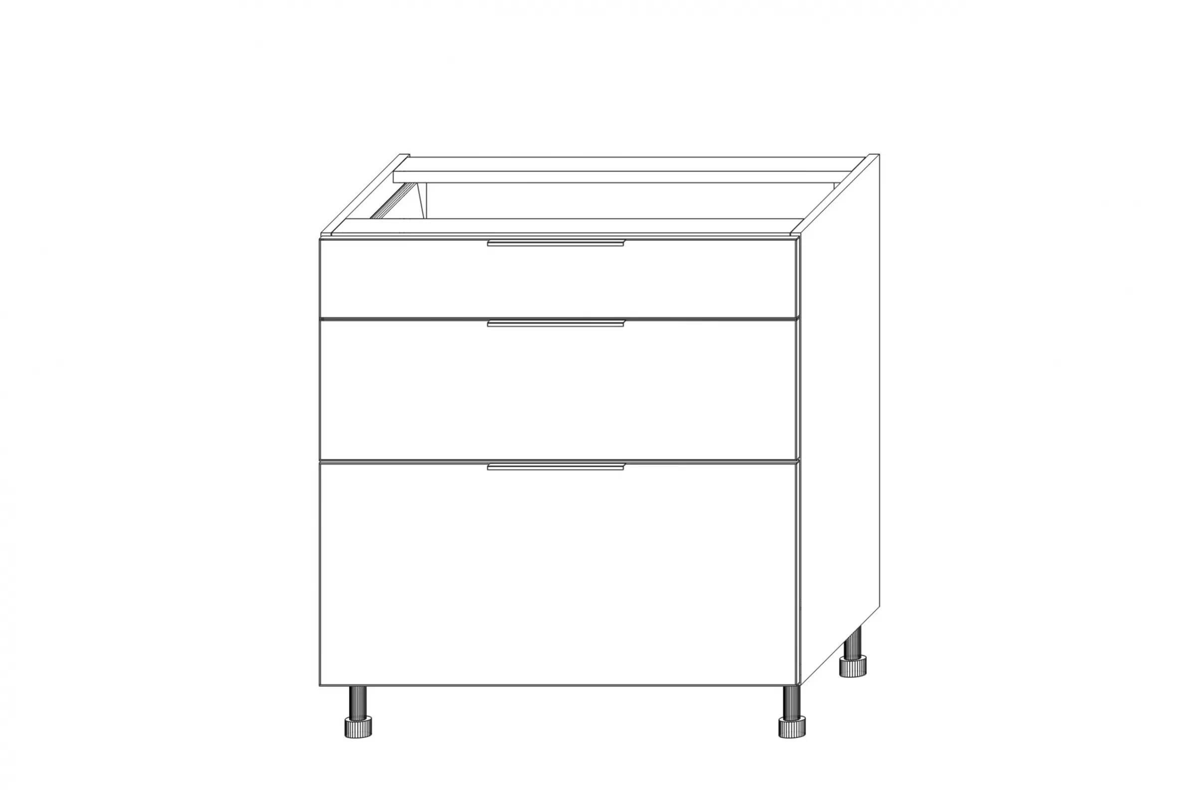 KAMMONO DSS75/3 - dolná skrinka so zásuvkami Starmotion - P2 i K2 BLACK Skrinka Kuchynská dolná KAMMONO K2 DSS75/3 s tromi zásuvkami