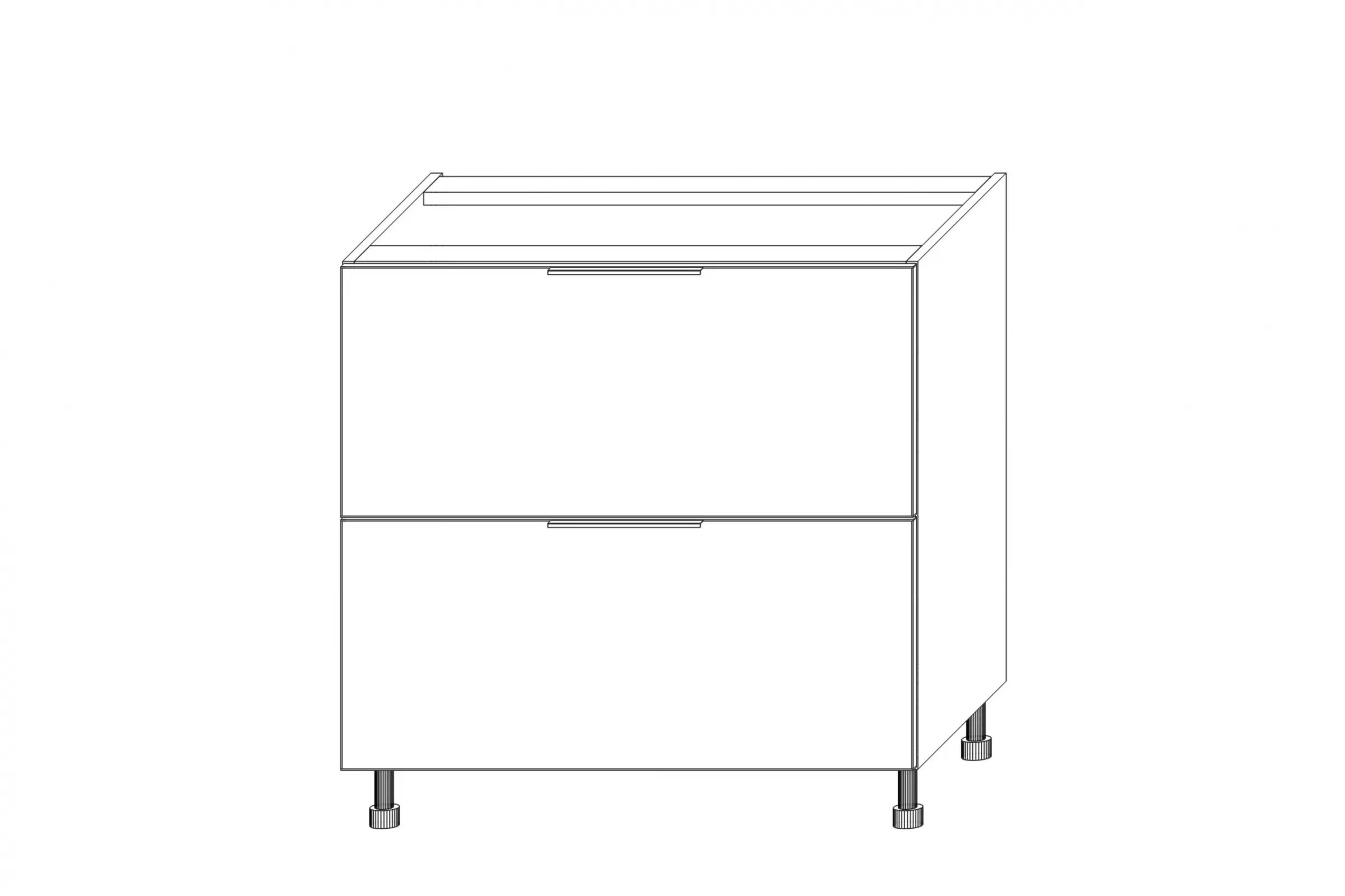 KAMMONO DSS80/2PL - dolná skrinka na varnú dosku - P2 i K2 BLACK Skrinka Kuchynská dolná KAMMONO K2 DSS80/2 so zásuvkami do riadu plyty grzewczej