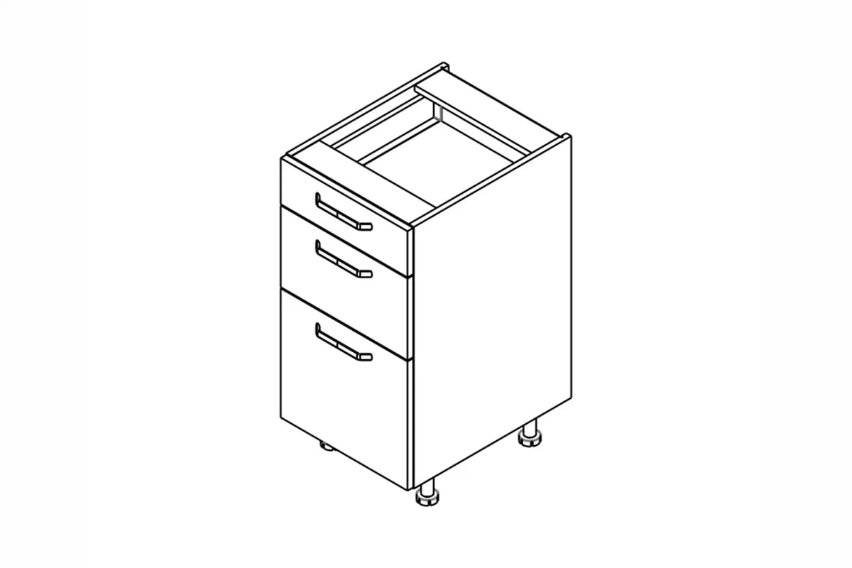 KAMMONO P2 DS40/3 - Skrinka Kuchynská s tromi zásuvkami Skrinka Kuchynská dolná KAMMONO P2 DS40/3  s tromi zásuvkami