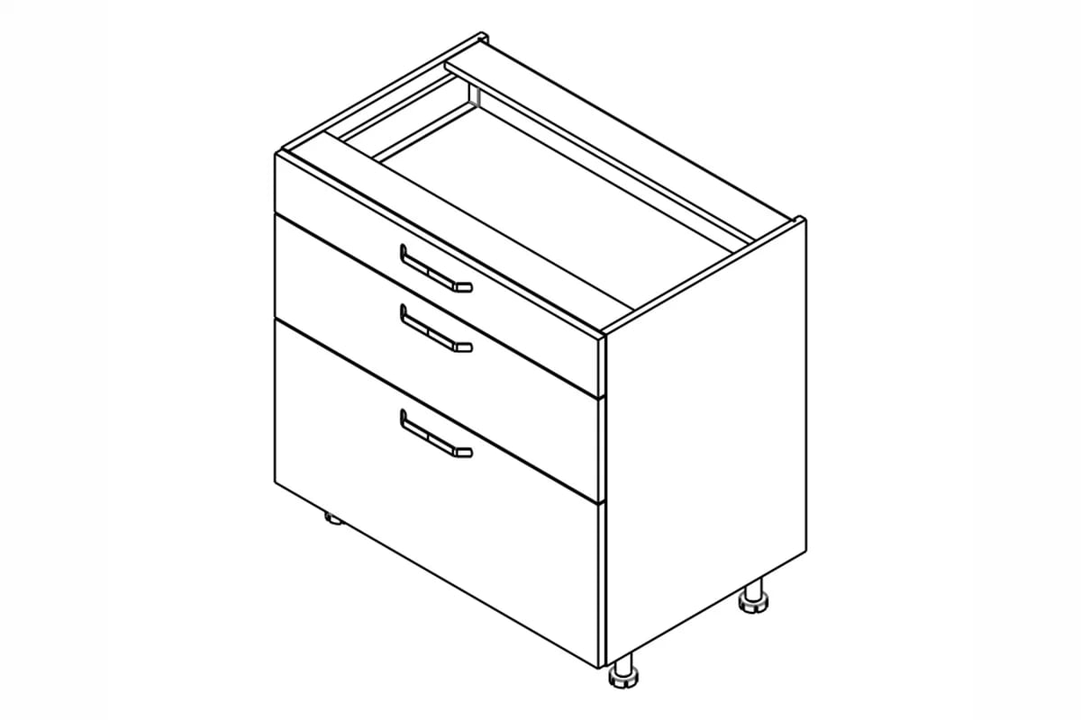 KAMMONO P2 DSS80/3 - Skříňka kuchyňská se třemi  zásuvkami skříňka kuchyňská spodní KAMMONO P2 DSS80/3  se třemi  zásuvkami
