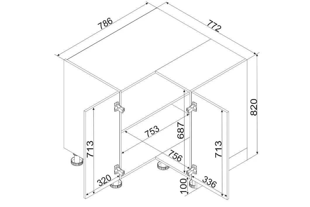 Spodní rohová skříňka Natalia DRP P/L - šedý mat skříňka kuchyňská spodní Natalia DRP rohová dvoudveřová - šedá mat