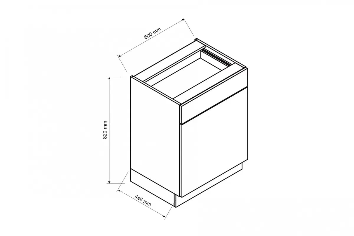 Dolní skříňka Anika D60 S1 - 1dveřová + zásuvka - dub artisan / grafit Skříňka kuchyňská jednodveřová z szuflada Anika D60 S1 - dub artisan / grafit
