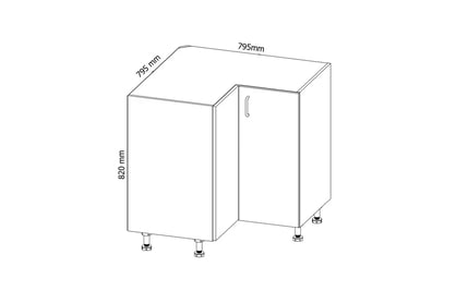 Dolní rohová skříňka Linea D90N Skříňka kuchyňská rohová Linea D90N - Rozměry
