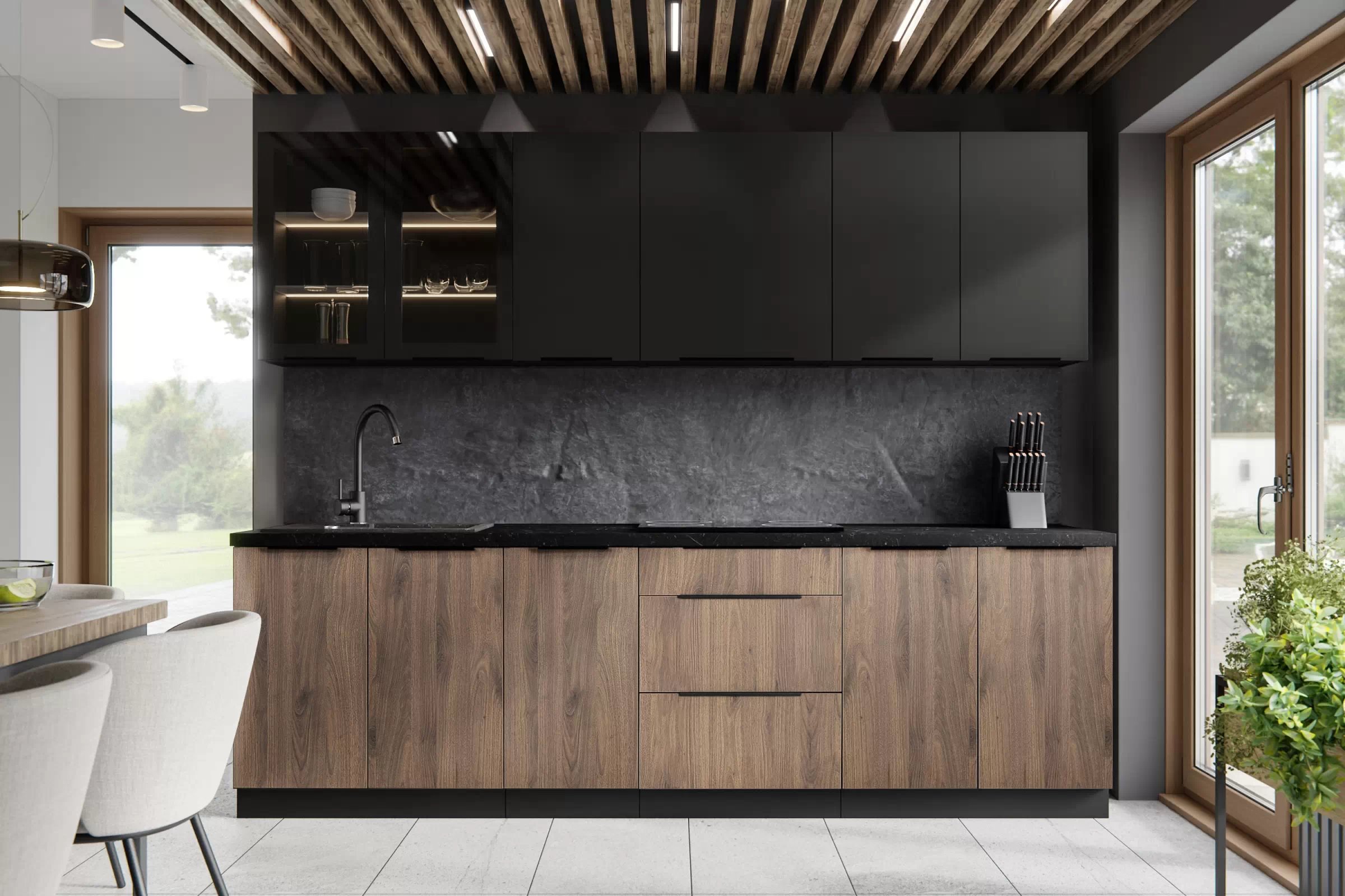 Závěsná kuchyňská skříňka Armonza 80 GU-36 nízká - černý mat skříňka kuchyňská závěsná Armonza 80 GU-36 nízká - černá mat