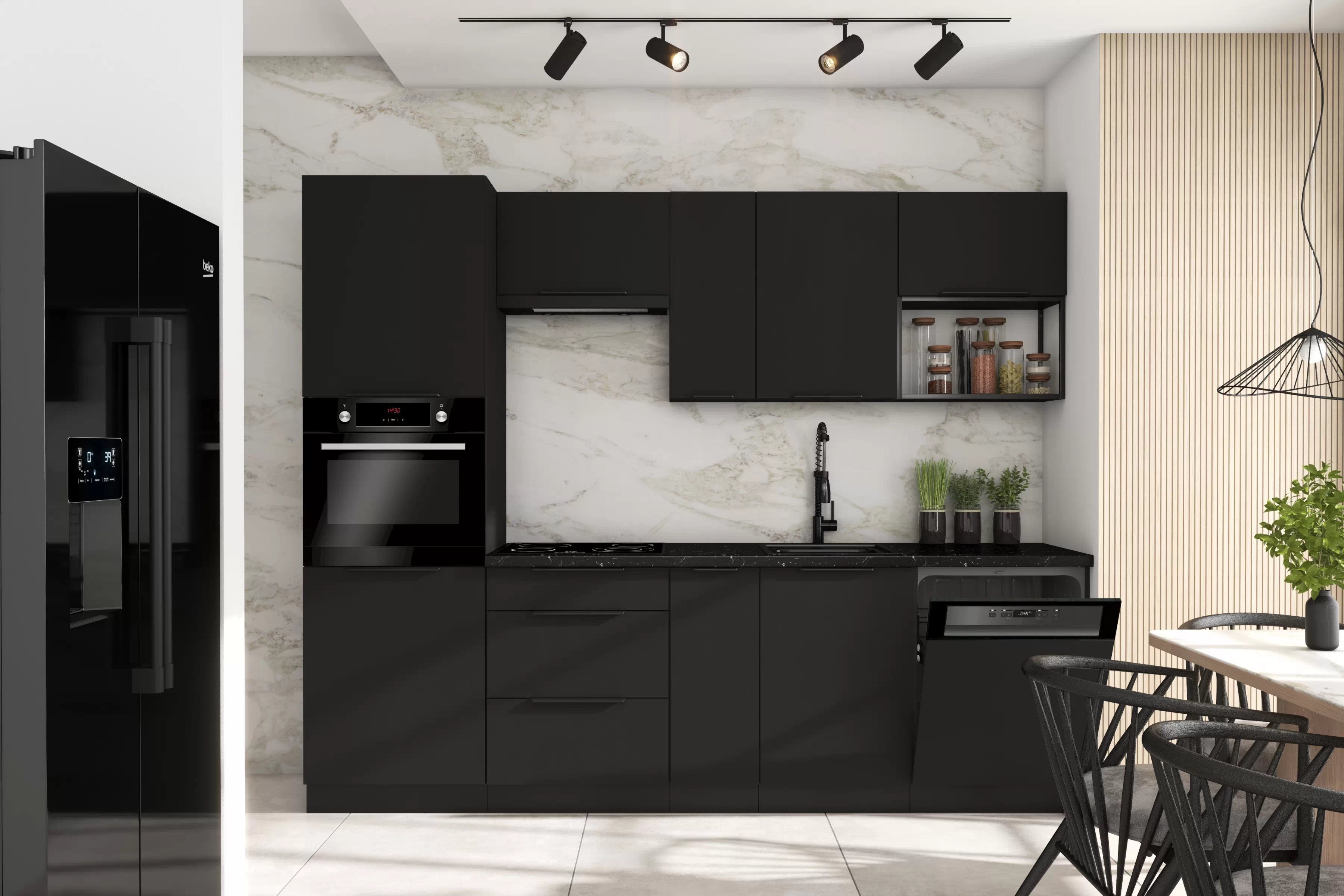 Závěsná kuchyňská skříňka Armonza 80 GU-36 nízká - černý mat skříňka kuchyňská závěsná Armonza 80 GU-36 nízká - černá mat