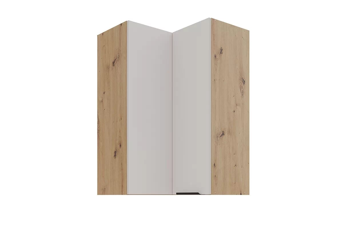 Kuchyňská horní rohová skříňka Arvani 60x60 GN-90 dvoudveřová - kašmír / dub artisan skříňka kuchyňská závěsná Arvani 60x60 GN-90 rohová dvoudveřová - kašmír / dub artisan
