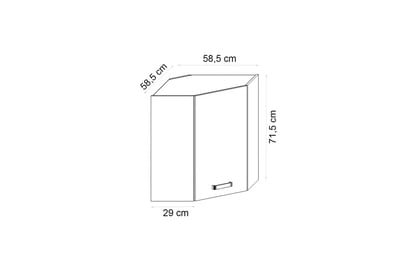 Elko 58x58 GN -72 1F - závesná rohová skrinka Skrinka Kuchynská závesná Elko GN rohová jednodverová - Biela