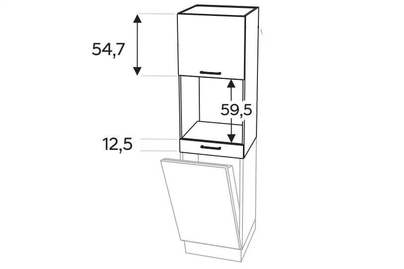 Horní kuchyňská skříňka Kammono F NWPD60.1SS/71 – nad myčku a troubu skříňka kuchyňská závěsná KAMMONO F NWPD60.1SS/71 nad zmywarke pro zabudowy piekarnika
