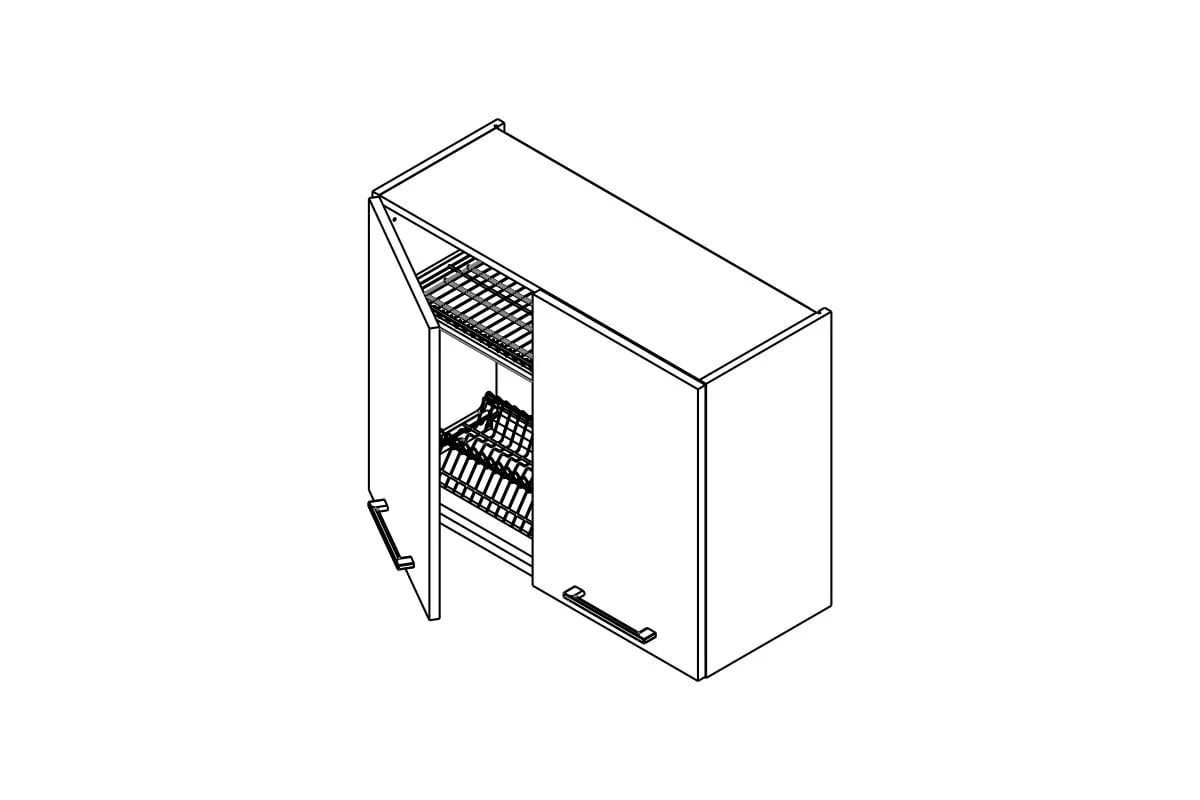 Závesná kuchynská skrinka Kammono F WS80/61 dvojdverová so sušičom riadu Skrinka Kuchynská závesná Kammono F WS80/61 dvojdverová z suszarka do naczyn