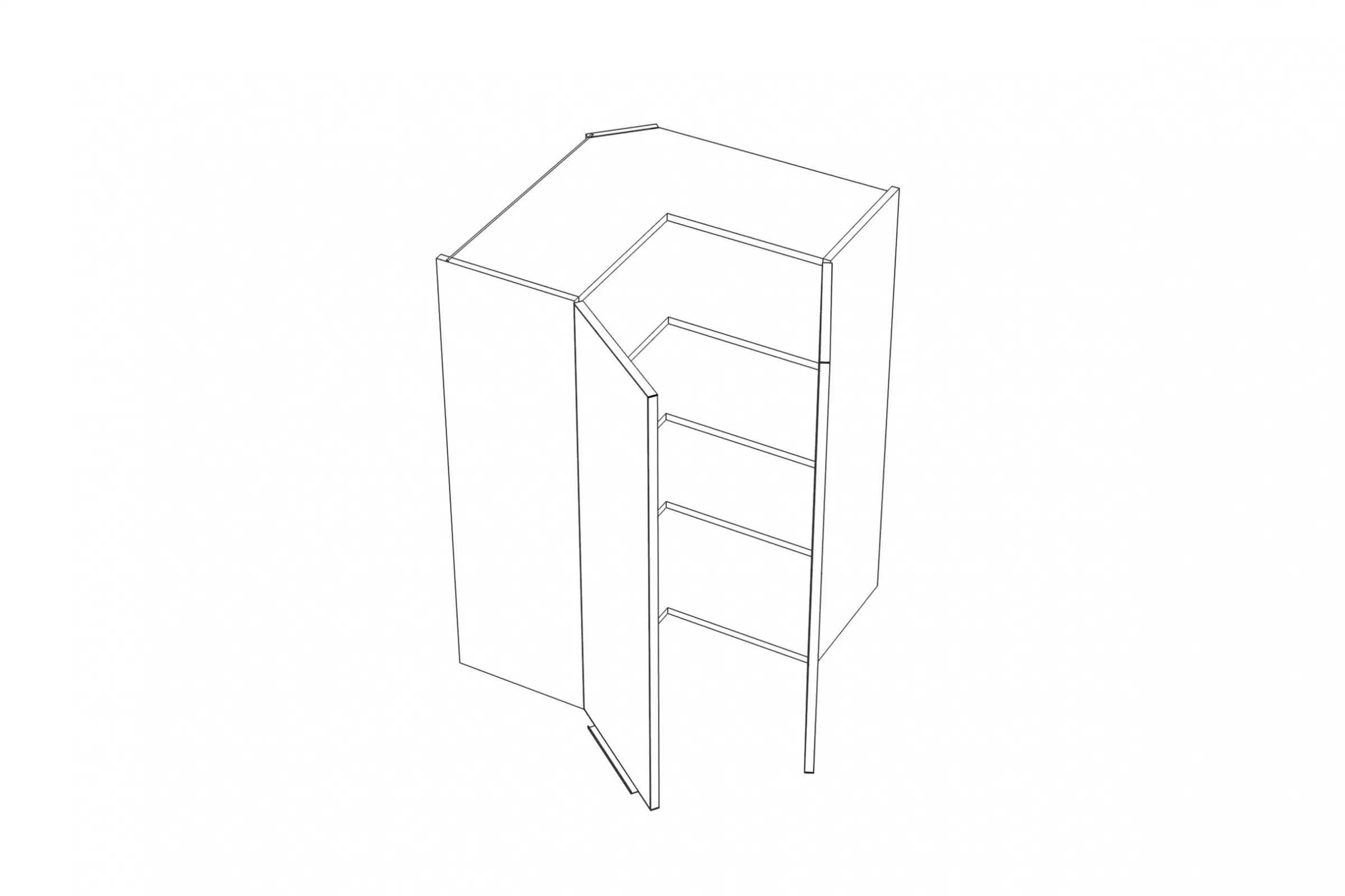 KAMMONO WRP60/100 - závesná skrinka rohová - P2 i K2 BLACK Skrinka Kuchynská závesná Kammono K2 WRP60/100 dvojdverová rohová