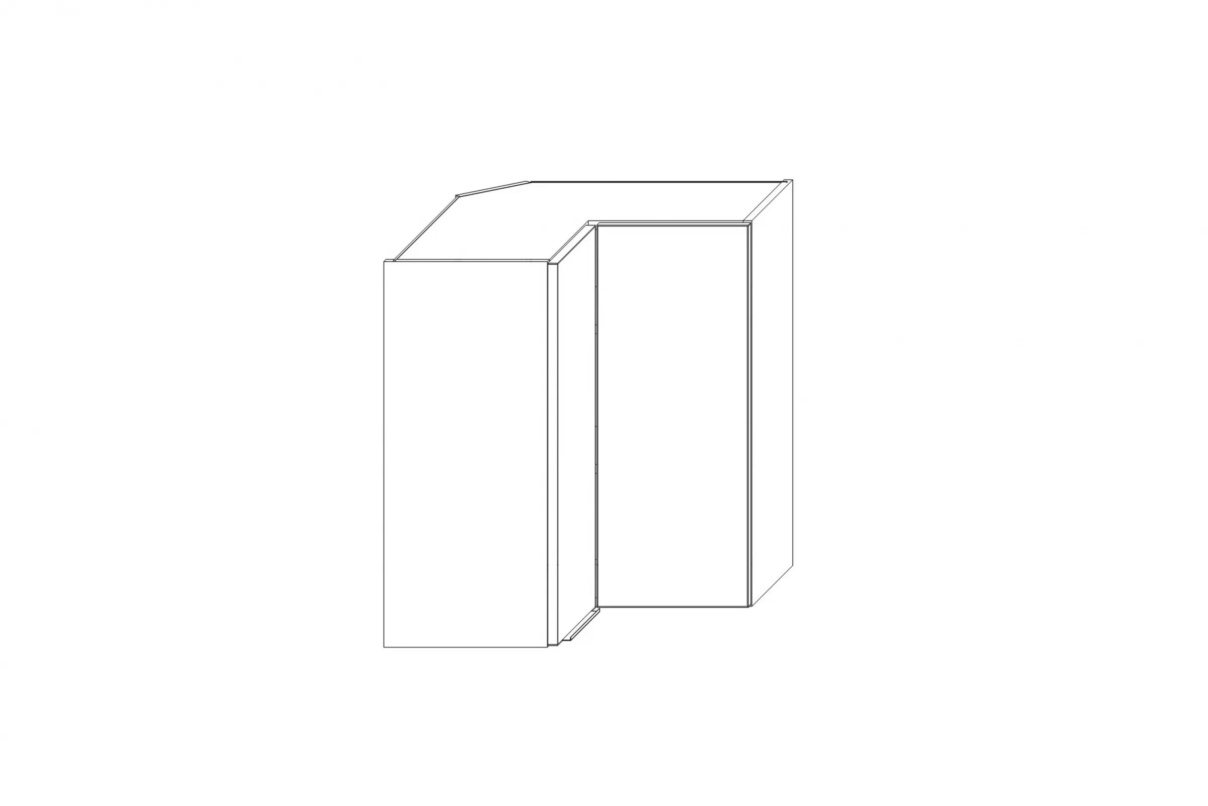 Rohová horní kuchyňská skříňka Kammono K2 WRP60/90 dvoudveřová skříňka kuchyňská závěsná Kammono K2 WRP60/90 dvoudveřová rohová