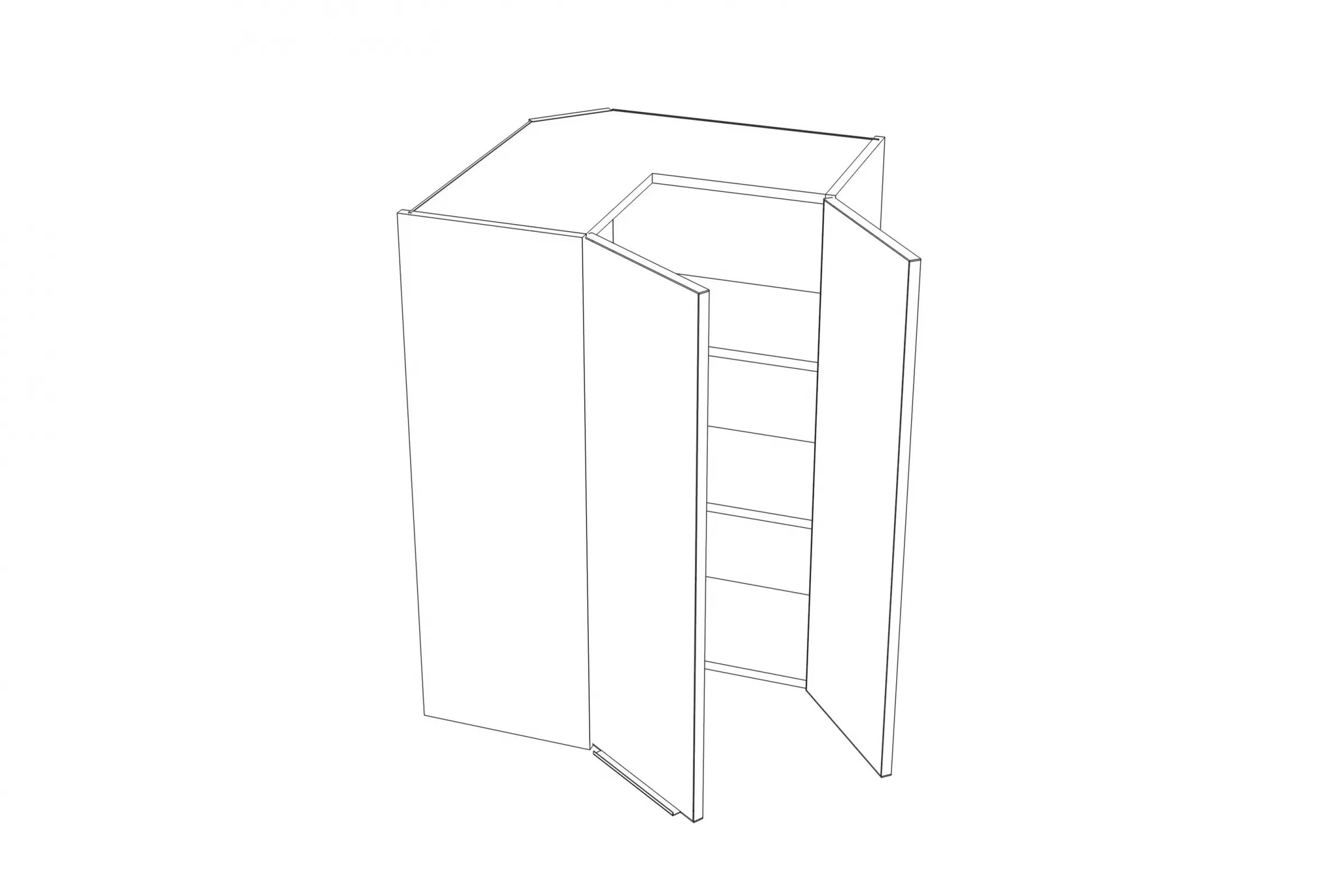 Rohová horní kuchyňská skříňka Kammono K2 WRP60/90 dvoudveřová skříňka kuchyňská závěsná Kammono K2 WRP60/90 dvoudveřová rohová