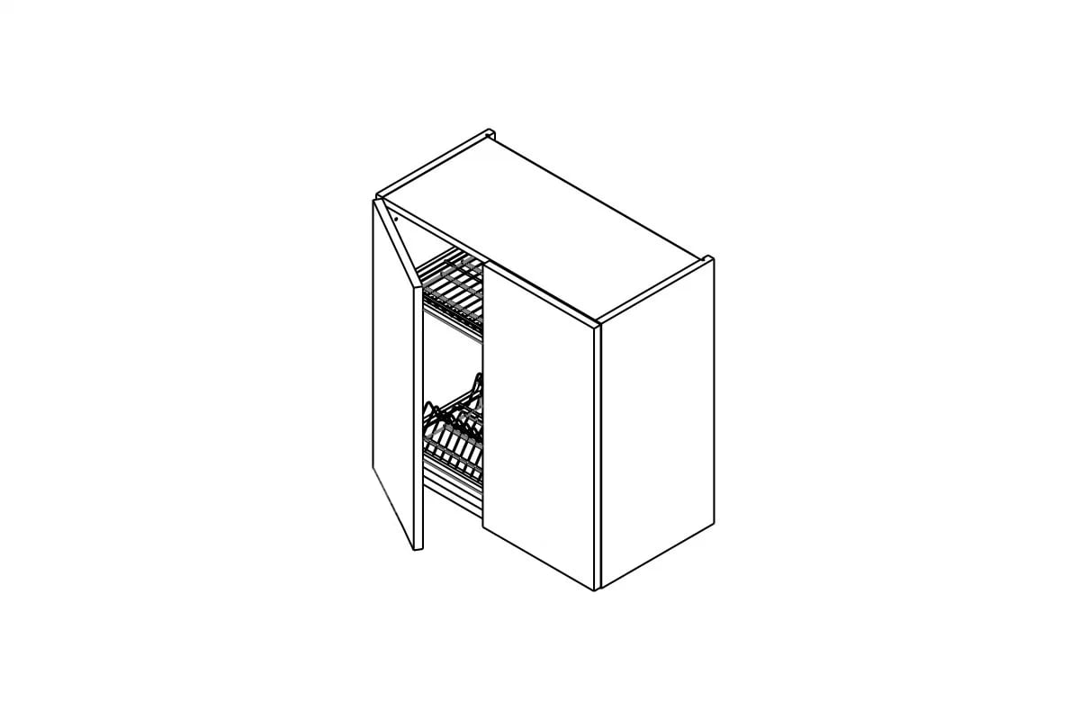KAMMONO WS60/61 - závesná skrinka s odkvapkávačom - P2 i K2 BLACK Skrinka Kuchynská závesná Kammono K2 WS60/61 dvojdverová z suszarka do naczyn