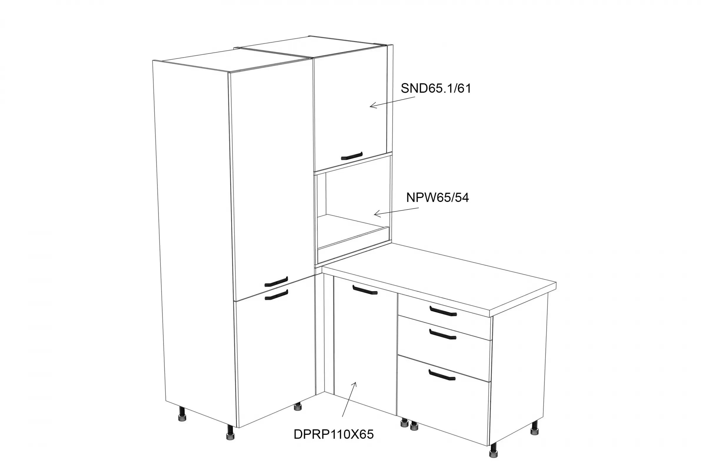 Kuchynská horná skrinka Kammono NPW65/54 s výsuvnou policou pod voľne stojacu techniku Skrinka Kuchynská závesná Kammono NPW65/54 z wysuwana polka pod AGD wolnostojace