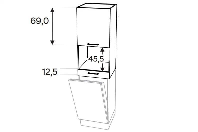 Skrinka Kuchynská závesná KAMMONO P2 NWPKD45.1SS/71 nad zmywarke do riadu kompaktowego piekarnika Skrinka Kuchynská závesná KAMMONO P2 NWPKD45.1SS/71 nad zmywarke do riadu kompaktowego piekarnika