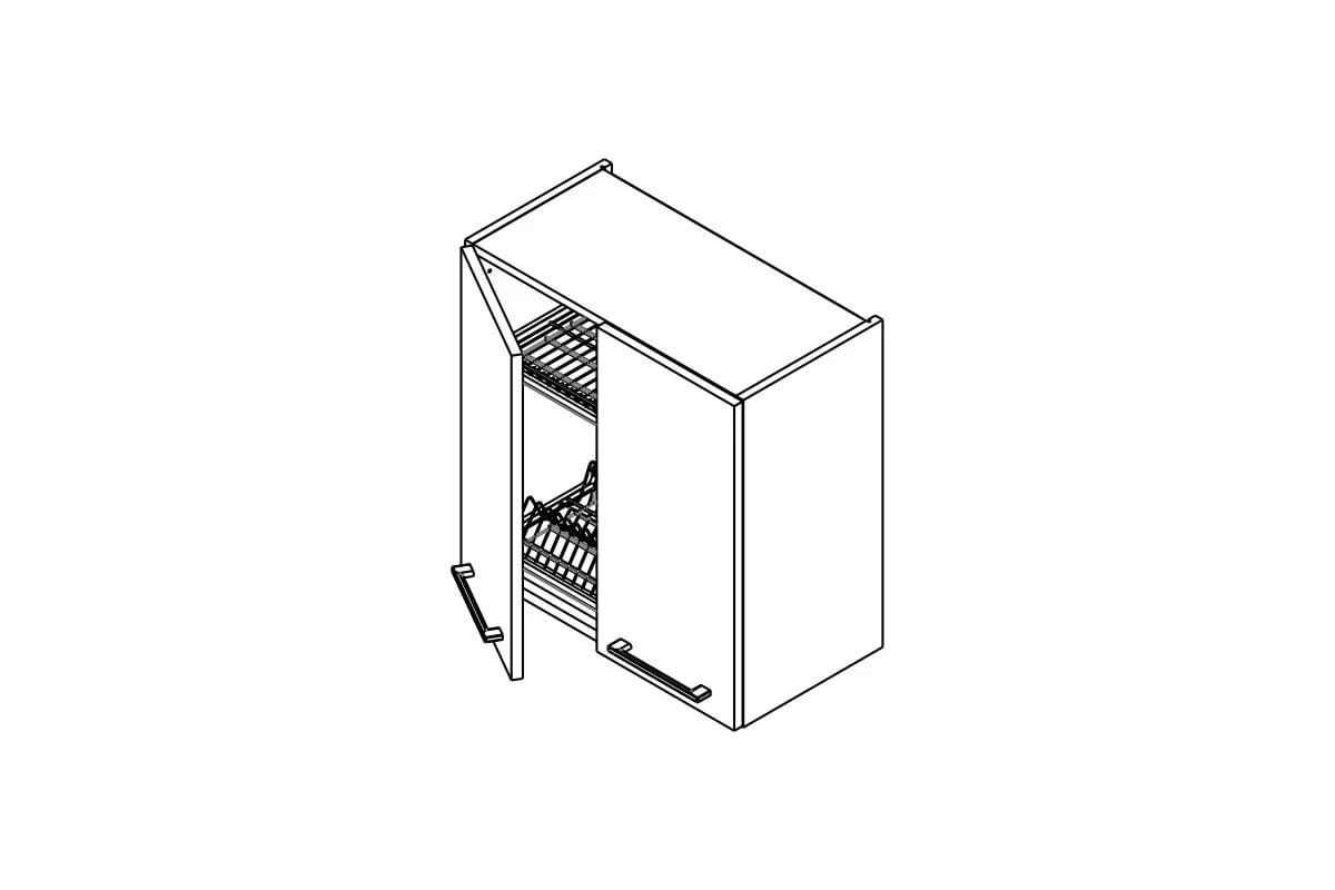 Kuchynská závesná skrinka Kammono P2 WS60/61 dvojdverová s odkvapkávačom na riad Skrinka Kuchynská závesná Kammono P2 WS60/61 dvojdverová z suszarka do naczyn