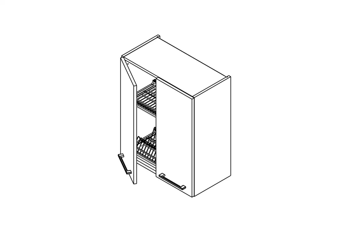 Závesná kuchynská skrinka Kammono P2 WS60/71 dvojdverová so sušiakom na riad Skrinka Kuchynská závesná Kammono P2 WS60/71 dvojdverová z suszarka do naczyn