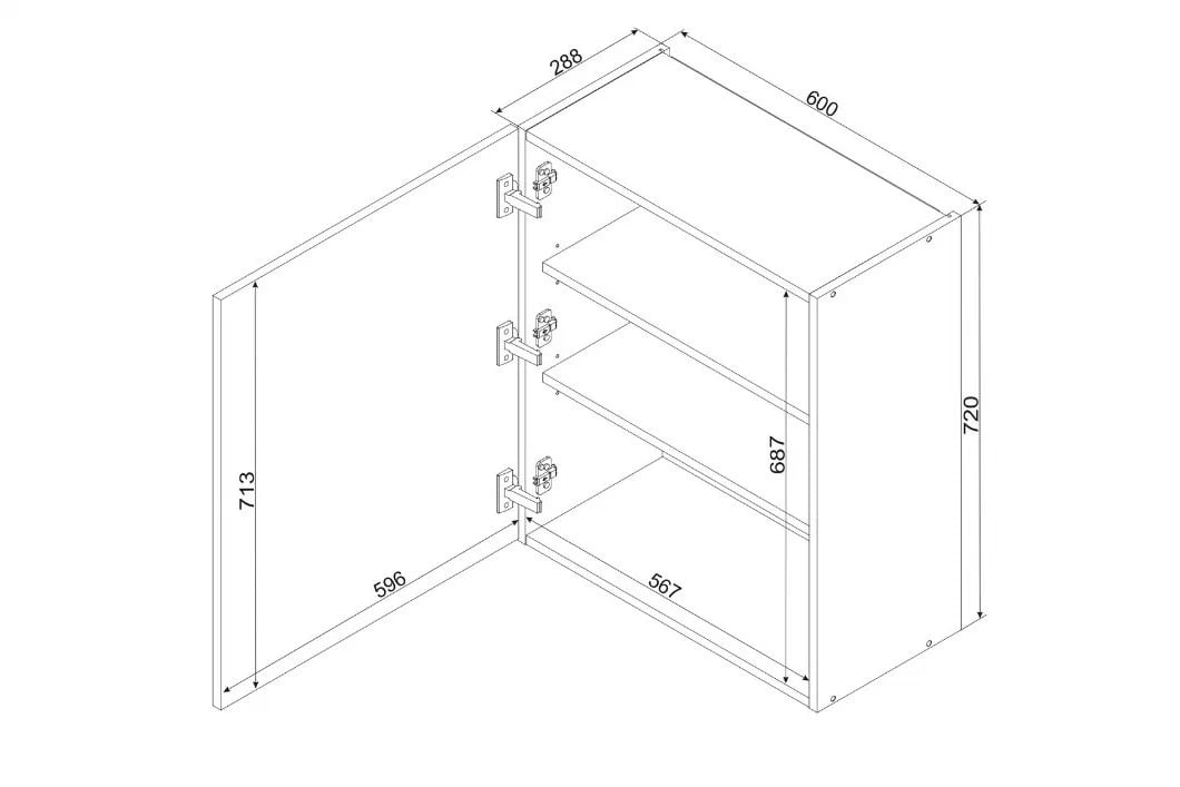 Závěsná skříňka Natalia W60 P/L - šedý mat skříňka kuchyňská závěsná Natalia W60 P/L jednodveřová - šedá mat