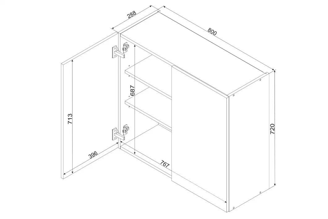 Natalia biely lesk W80 - závesná skrinka dvojdverová Skrinka Kuchynská závesná Natalia W80 dvojdverová - biely lesk