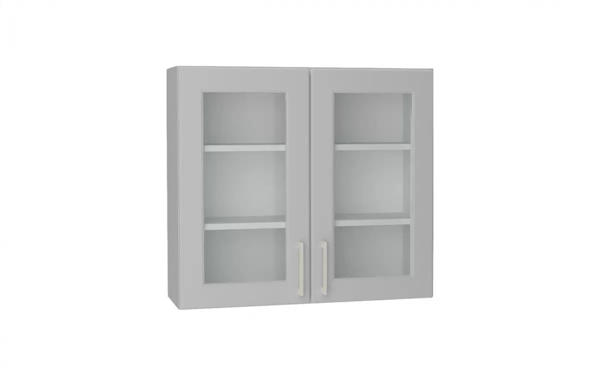 Závěsná vitrínová skříňka Natalia WS80 - šedý mat skříňka kuchyňská závěsná Natalia WS80 dvoudveřová prosklená - šedá mat