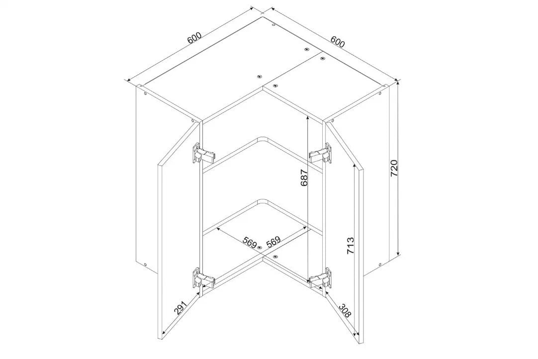Závesná kuchynská skrinka rohová Sonja WRN - Béžová Pieskový Skrinka Kuchynská závesná Sonja WRN rohová dvojdverová - Béžová Pieskový