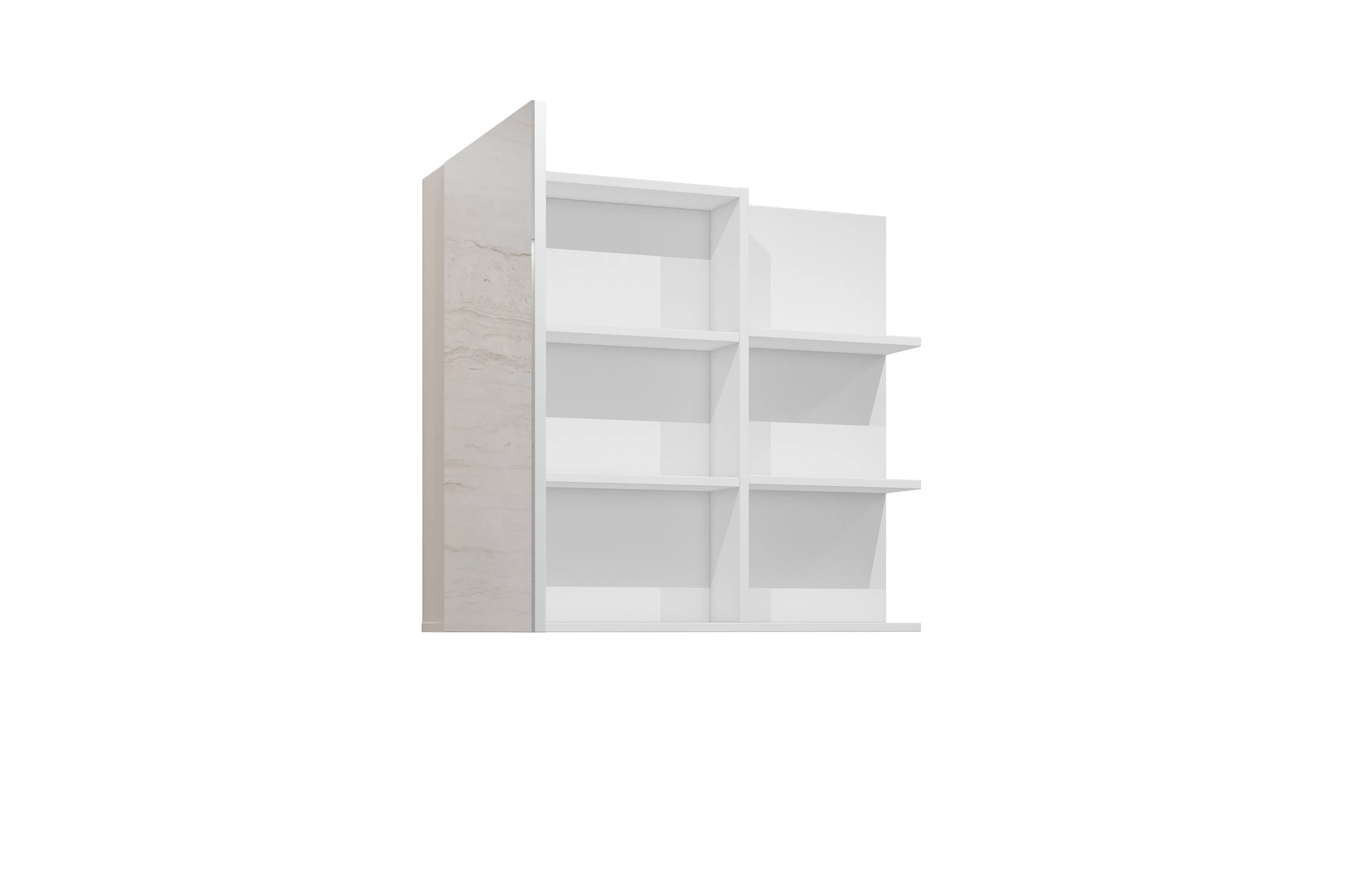 Závesná skrinka do kúpeľne Irvine 78 cm so zrkadlom – bielo-čierna / biely lesk Skrinka lazienkowa Irvine 78 cm závesná z zrkadlom - Biely-čierny / biela lesk