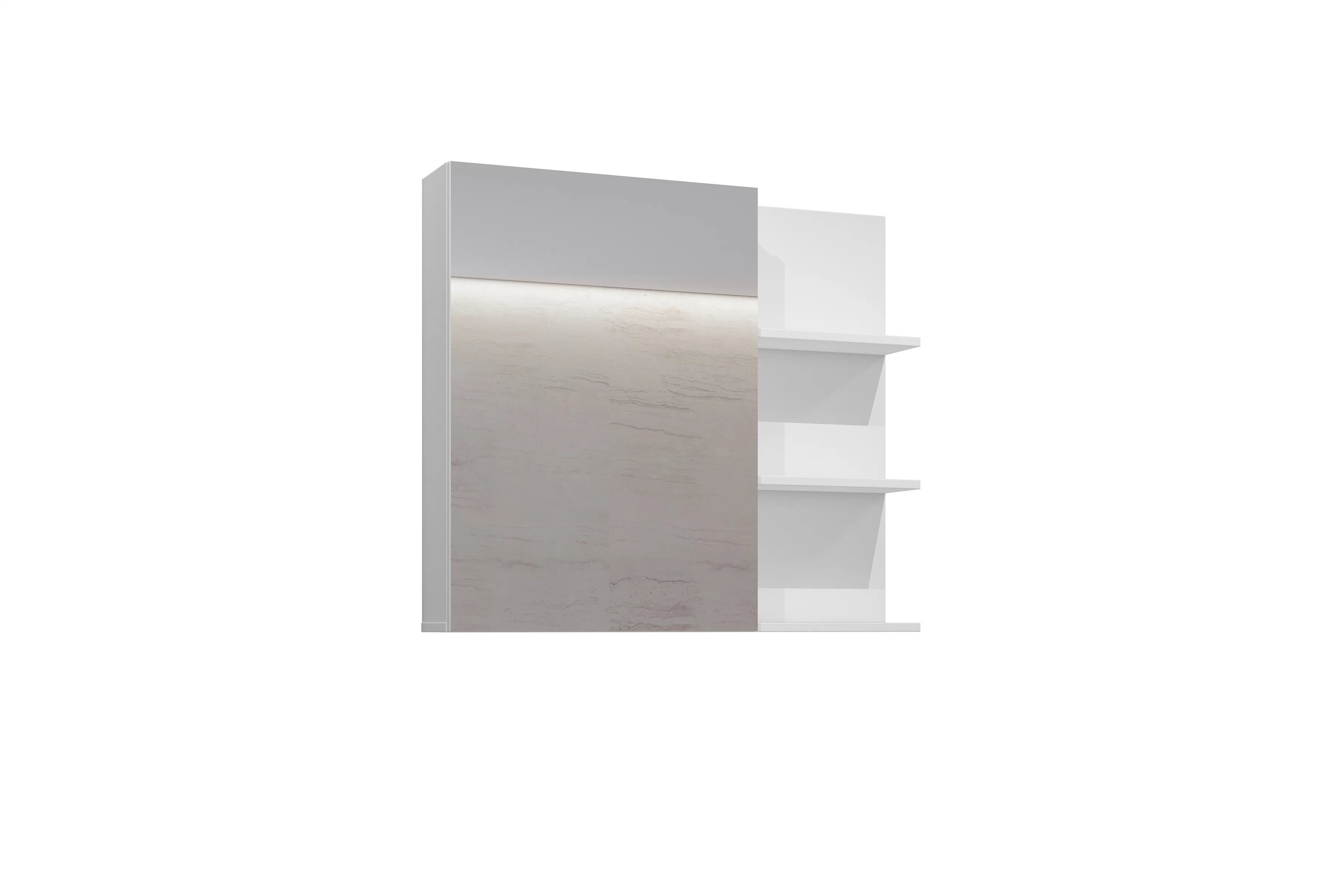 Závesná skrinka do kúpeľne Irvine 78 cm so zrkadlom – bielo-čierna / biely lesk Skrinka lazienkowa Irvine 78 cm závesná z zrkadlom - Biely-čierny / biela lesk