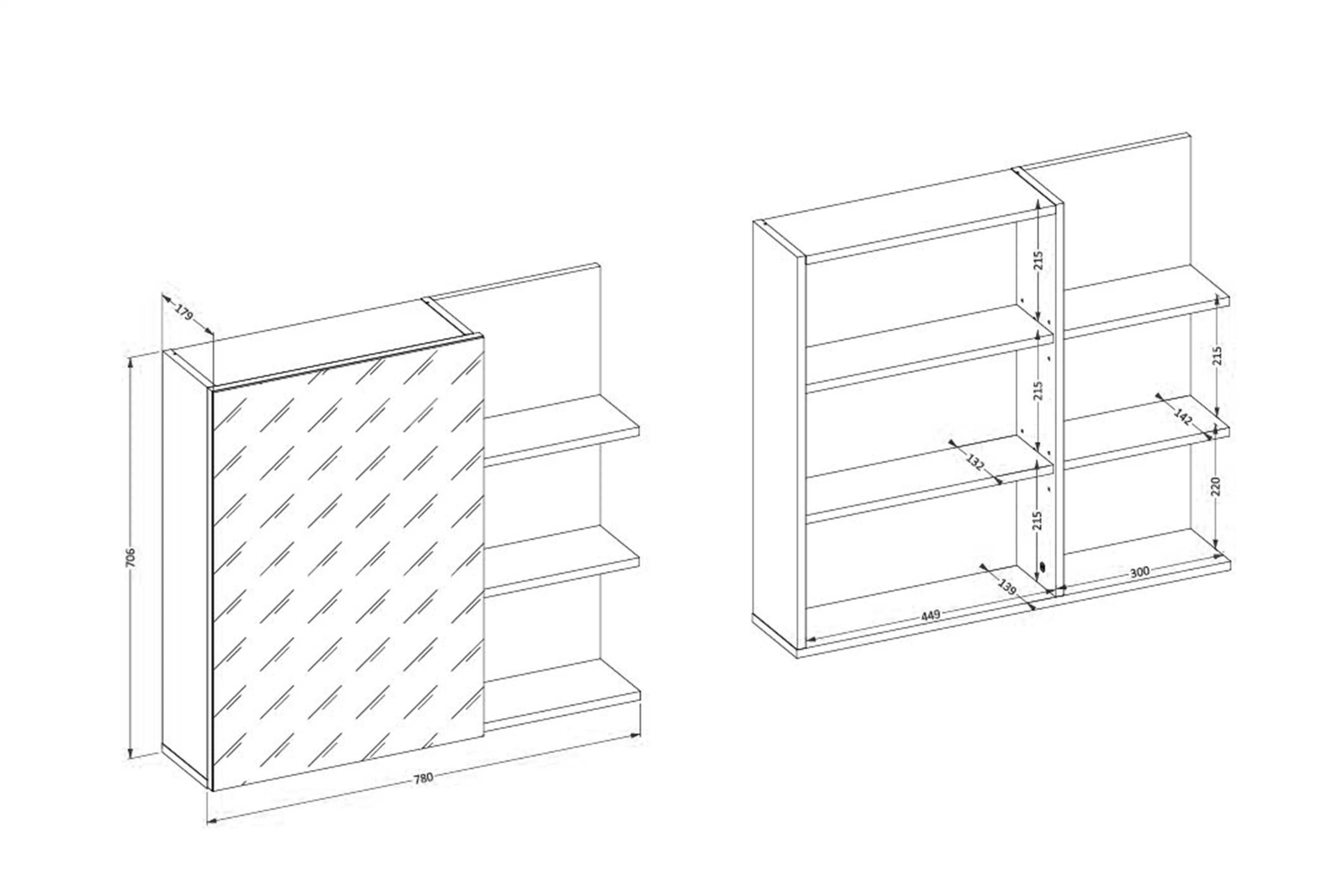 Závesná skrinka do kúpeľne Irvine 78 cm so zrkadlom – bielo-čierna / biely lesk Skrinka lazienkowa Irvine 78 cm závesná z zrkadlom - Biely-čierny / biela lesk