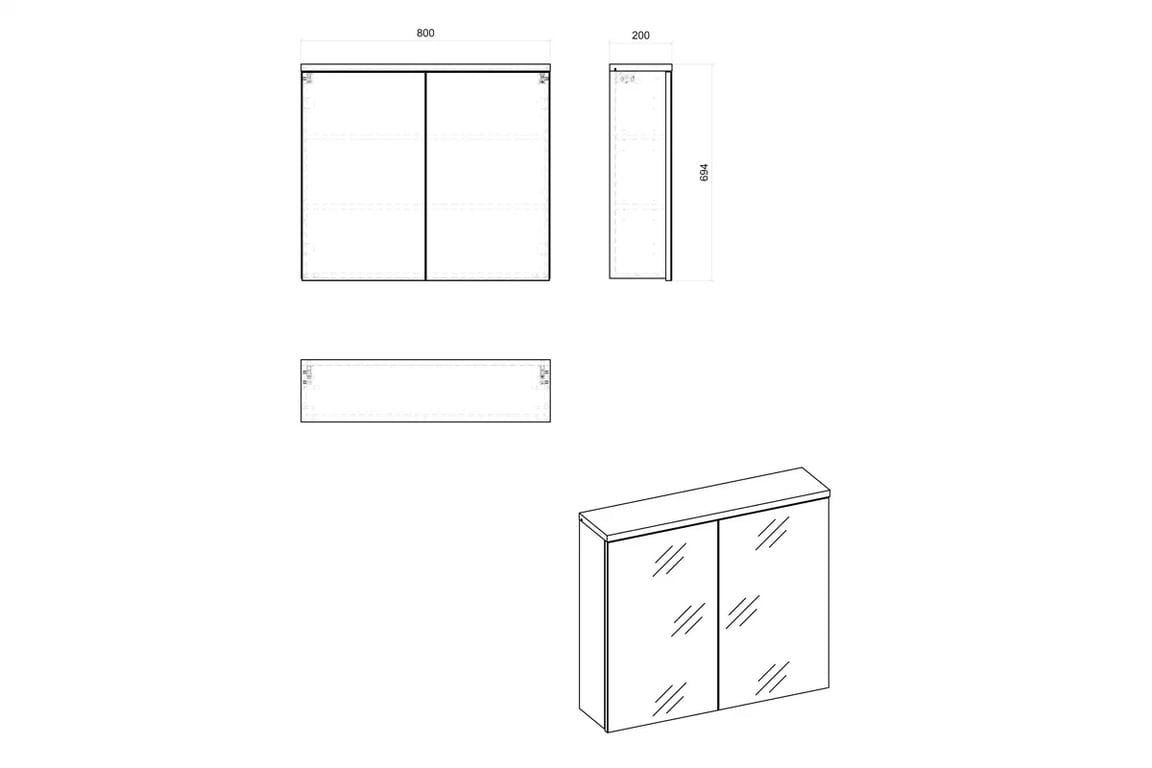 Zrcadlová skříňka Bali Grey 841 80 cm - grafitový mat / dub wotan Skříňka zrcadlová comad 