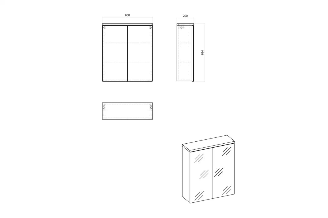 Zrcadlová skříňka Bali White 840 60 cm - dub wotan / bílý mat Skříňka se zrcadlem Bali White 840-60 cm - Dub wotan / Bílý mat 