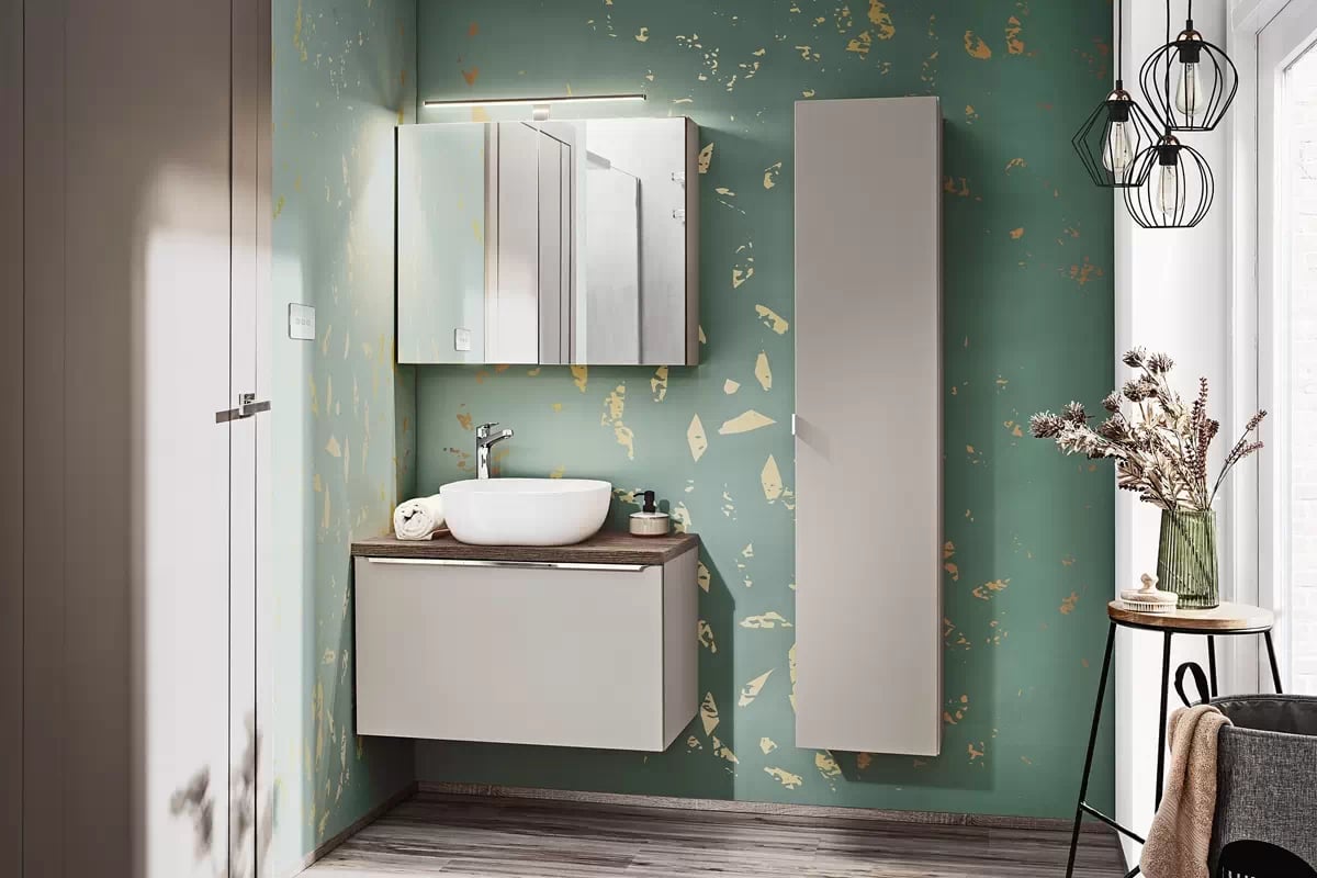 Závesná Skrinka so zrkadlom Santa Fe Taupe 80 cm - kremíková šedá Nábytok kúpeľňové comad 