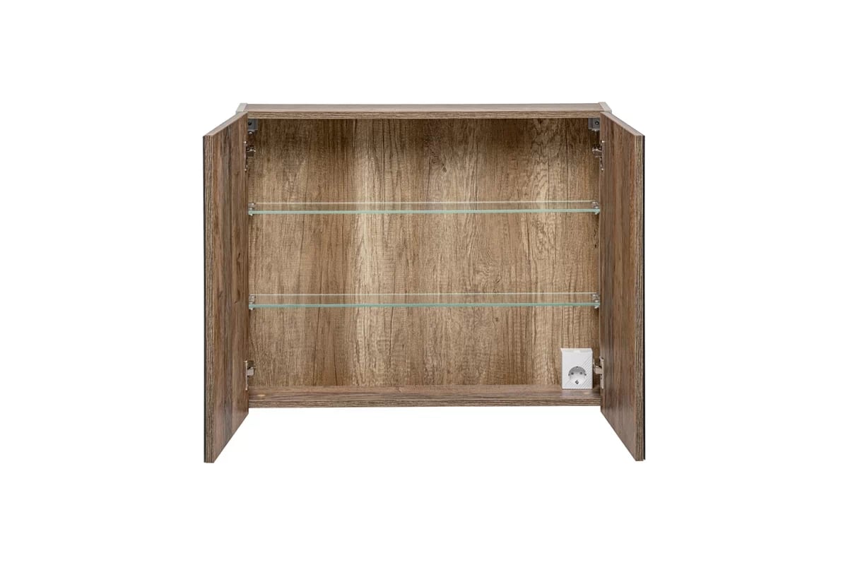 Závesná Skrinka so zrkadlom Santa Fe Taupe 80 cm - kremíková šedá Skrinka do lazienki z policami santa 