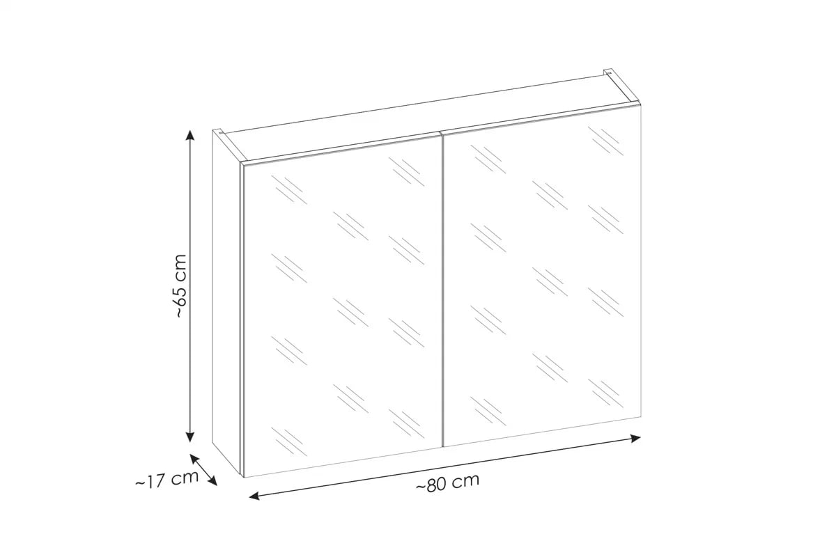 Závesná Skrinka so zrkadlom Santa Fe Taupe 80 cm - kremíková šedá Rozmery Skrinky 