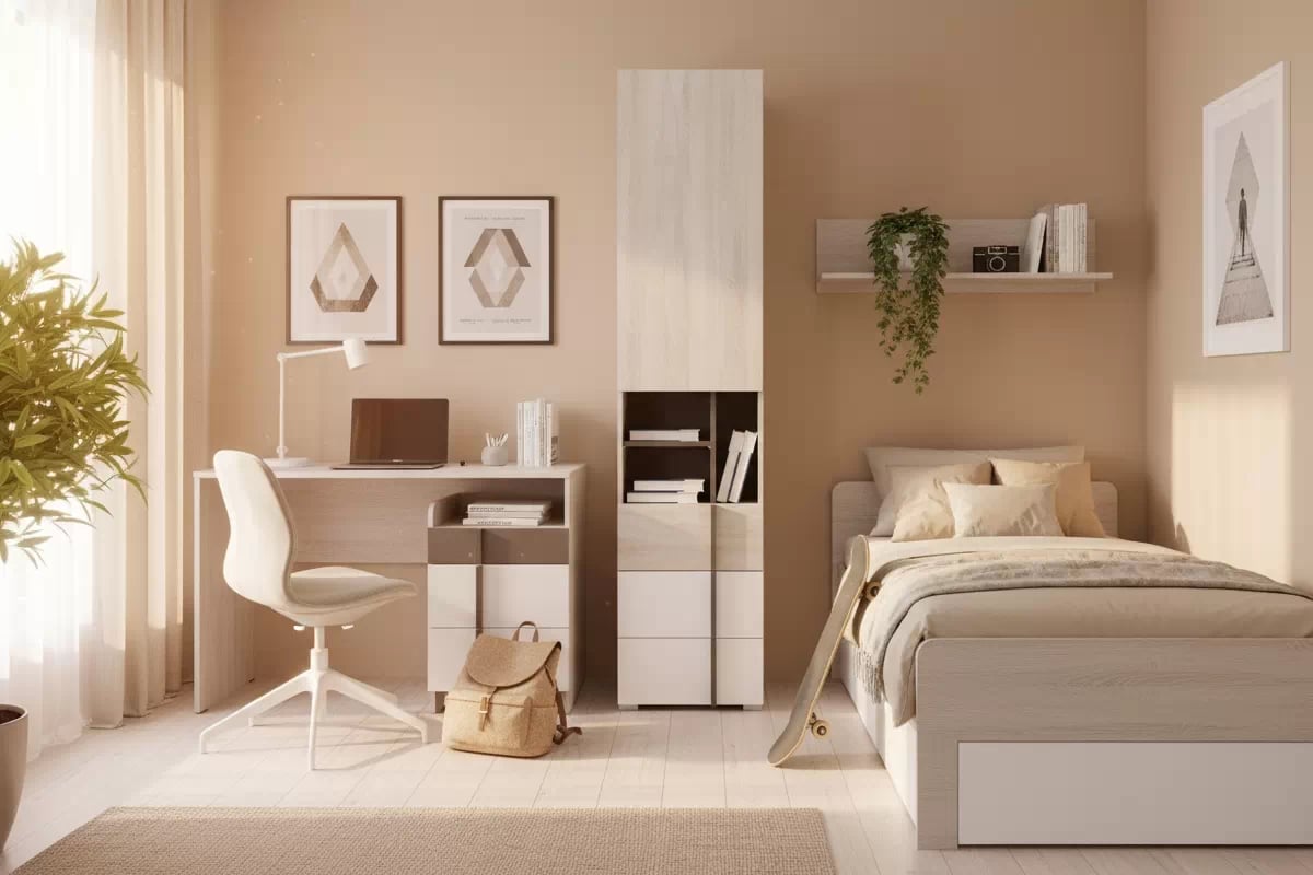 Študentská skrinka Lumo 3 45 cm so zásuvkami - dub wilton biely / biely lux / antracit Skrinka mlodziezowa Lumo 3 45 cm so zásuvkami - Dub wilton biela / biela lux / Antracytová