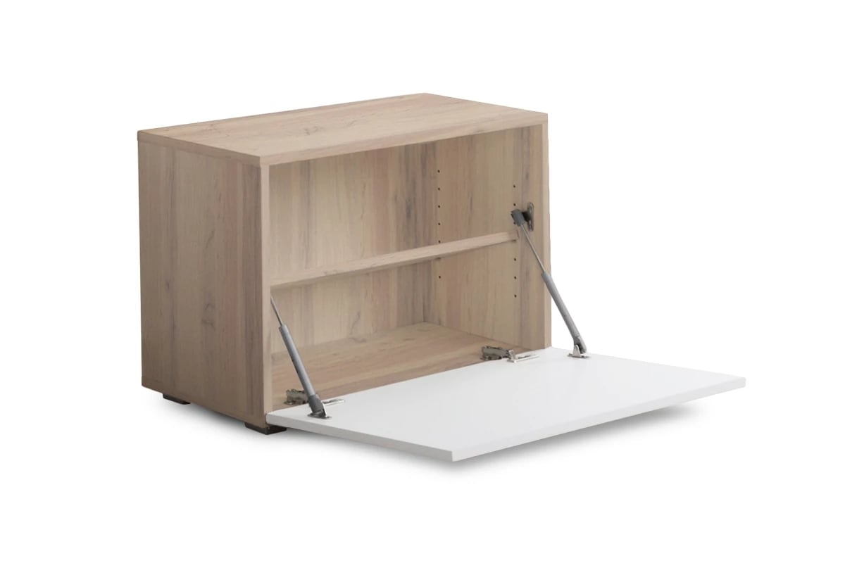 Skrinka na topánky Combo 9U - Dub wotan/MDF biely lesk - Koncovka Série Skrinka na topánky Dub wotan