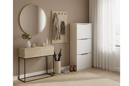 Botník Milo trojposchodový - piesková béžová Skrinka na topánky Milo trzypoziomowa - Béžová Pieskový