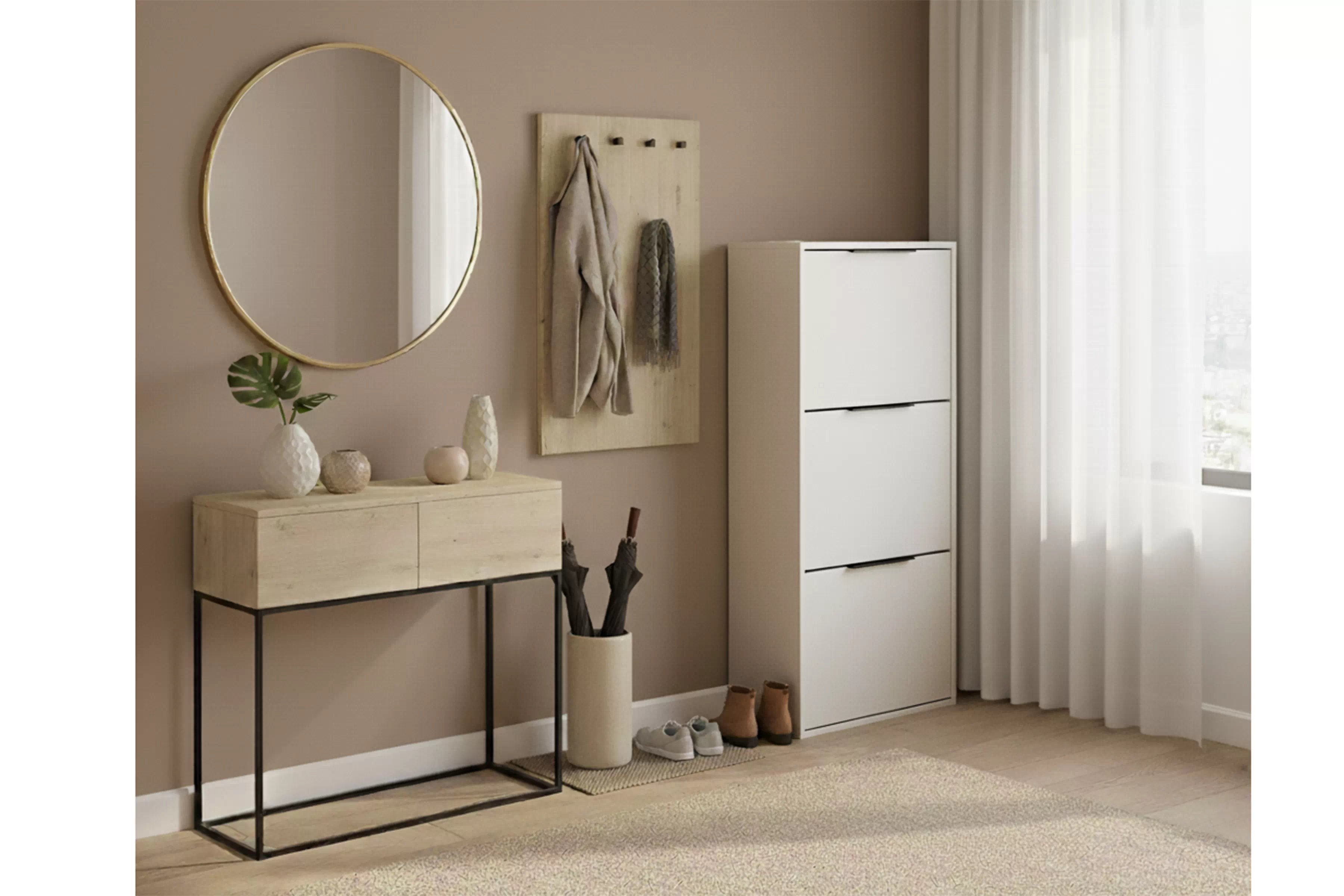 Botník Milo trojposchodový - piesková béžová Skrinka na topánky Milo trzypoziomowa - Béžová Pieskový