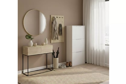 Botník Milo trojposchodový - biely Skrinka na topánky Milo trzypoziomowa - Biely