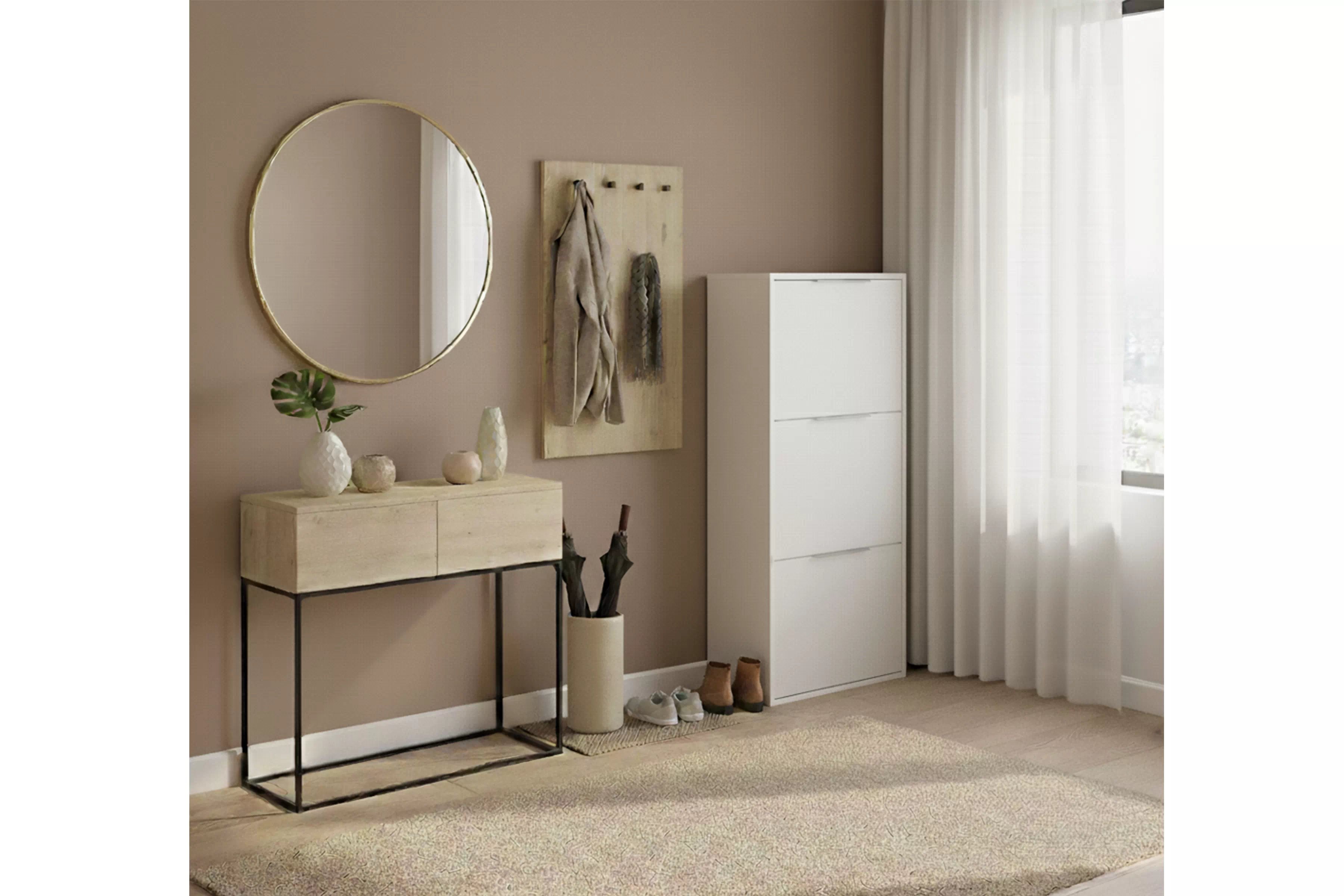 Botník Milo trojposchodový - biely Skrinka na topánky Milo trzypoziomowa - Biely