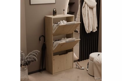 Botník Milo trojposchodový - dub artisan Skrinka na topánky Milo trzypoziomowa - Dub artisan