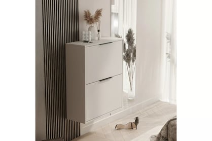 Závesná / stojaca dvojúrovňová skrinka na topánky Milo - piesková béžová Skrinka na topánky Milo závesná dvojúrovňový - Béžová Pieskový