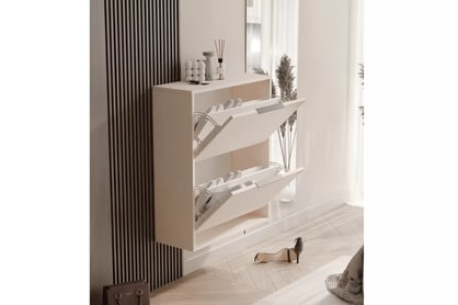 Závesná / stojaca dvojúrovňová skrinka na topánky Milo - piesková béžová Skrinka na topánky Milo závesná dvojúrovňový - Béžová Pieskový