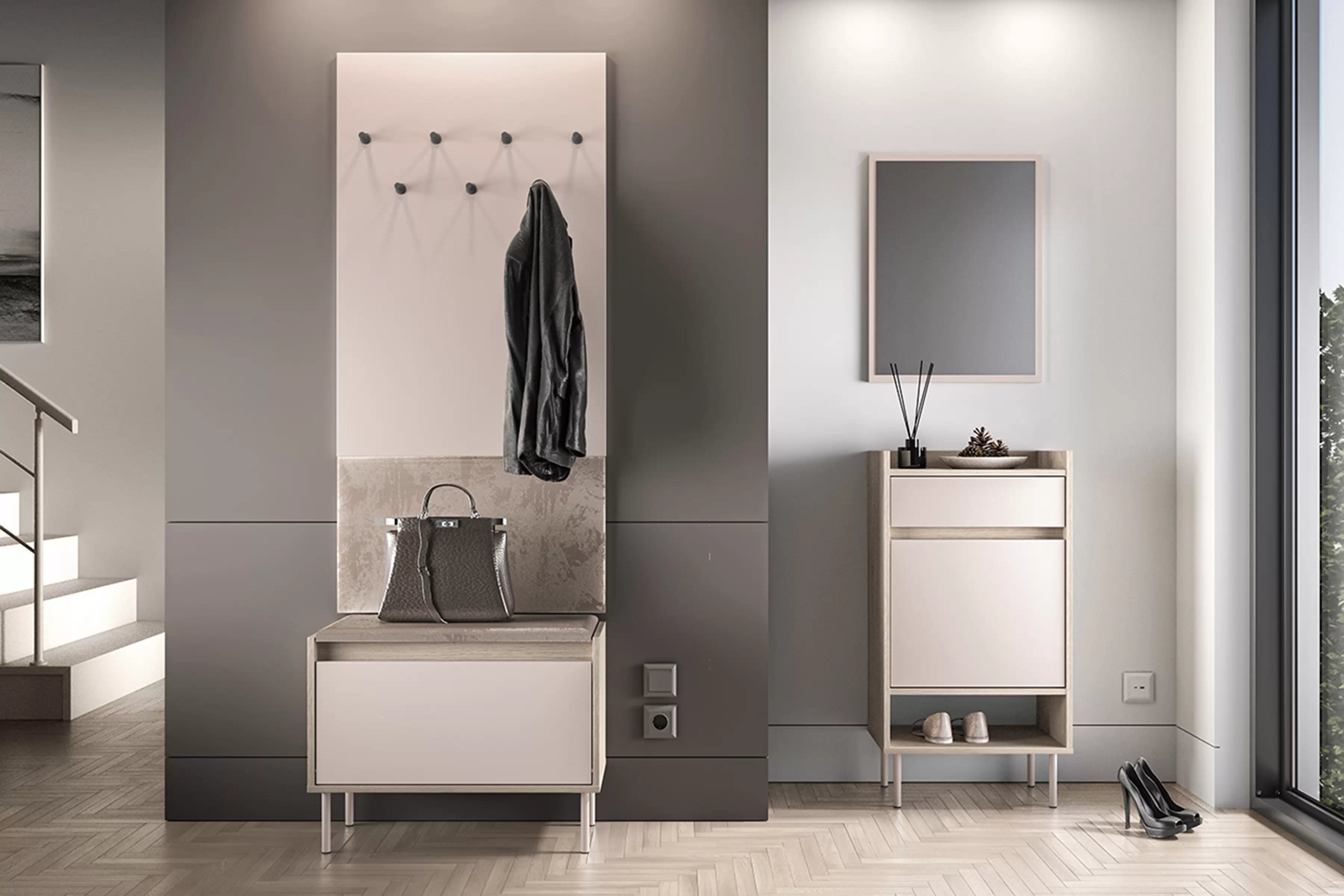 Botník Tivano 06 69 cm - kašmír / dub cremona Skrinka na topánky Tivano 06 69 cm - kašmír / Dub cremona