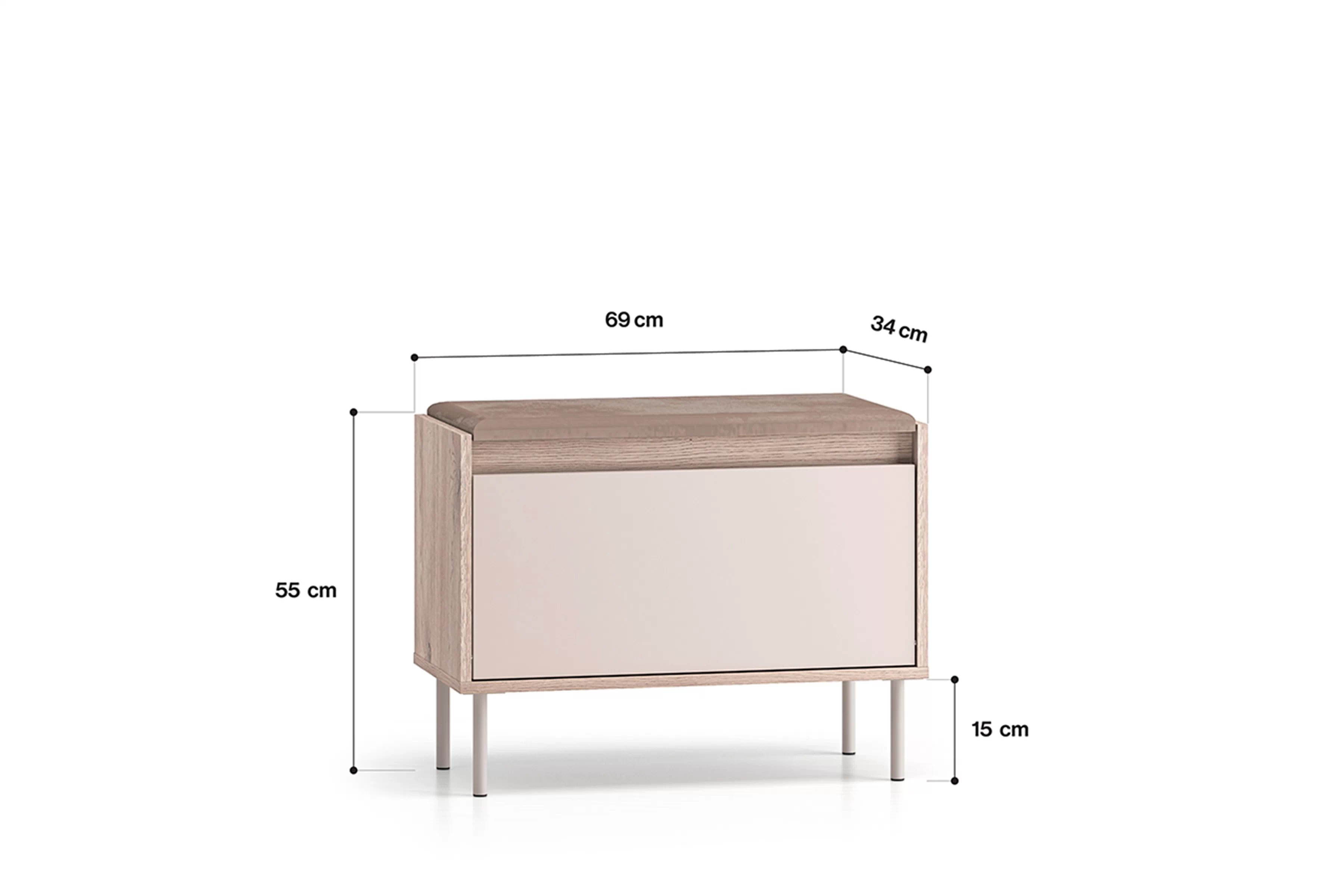 Botník Tivano 06 69 cm - kašmír / dub cremona Skrinka na topánky Tivano 06 69 cm - kašmír / Dub cremona