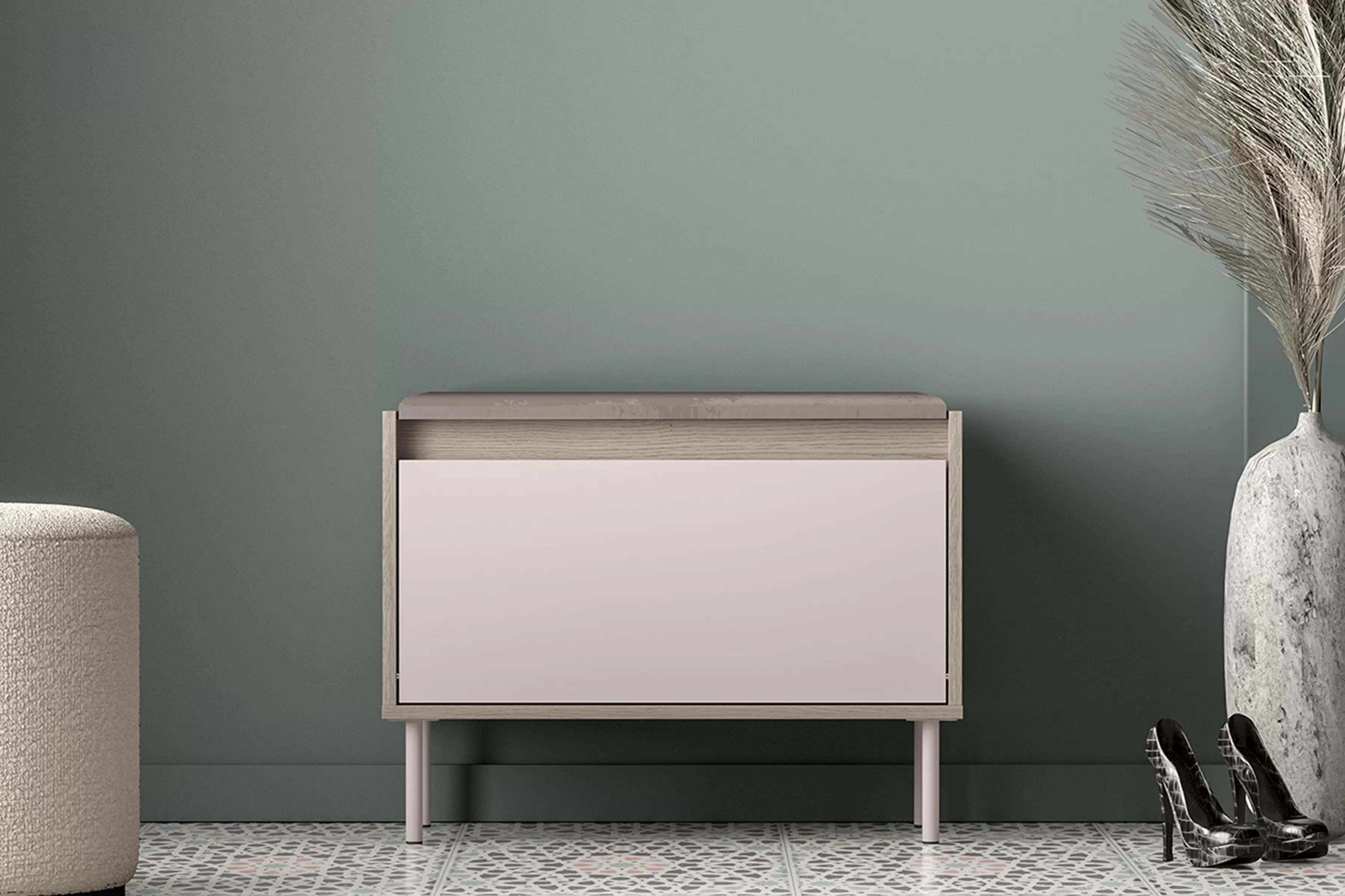 Botník Tivano 06 69 cm - kašmír / dub cremona Skrinka na topánky Tivano 06 69 cm - kašmír / Dub cremona