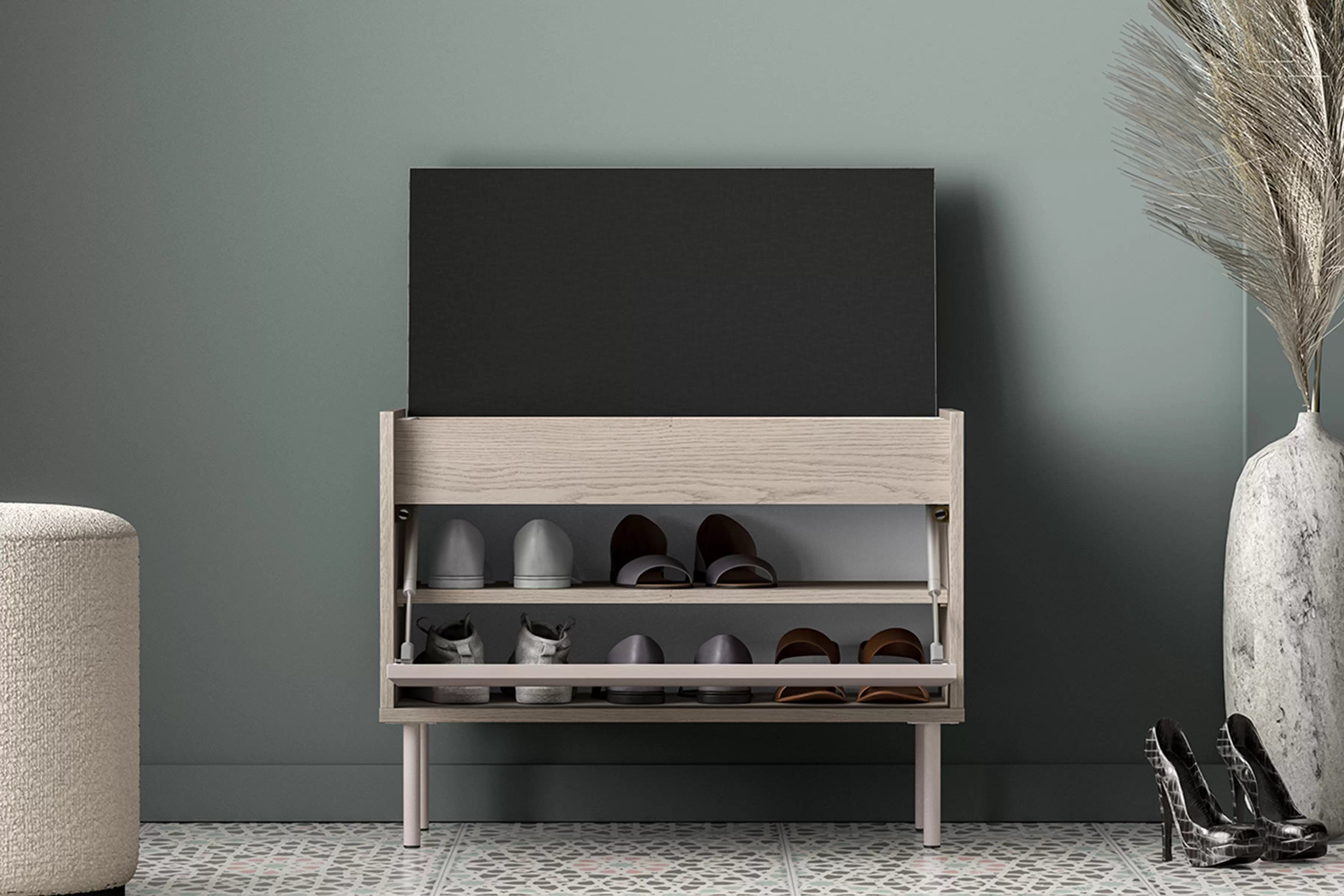 Botník Tivano 06 69 cm - kašmír / dub cremona Skrinka na topánky Tivano 06 69 cm - kašmír / Dub cremona