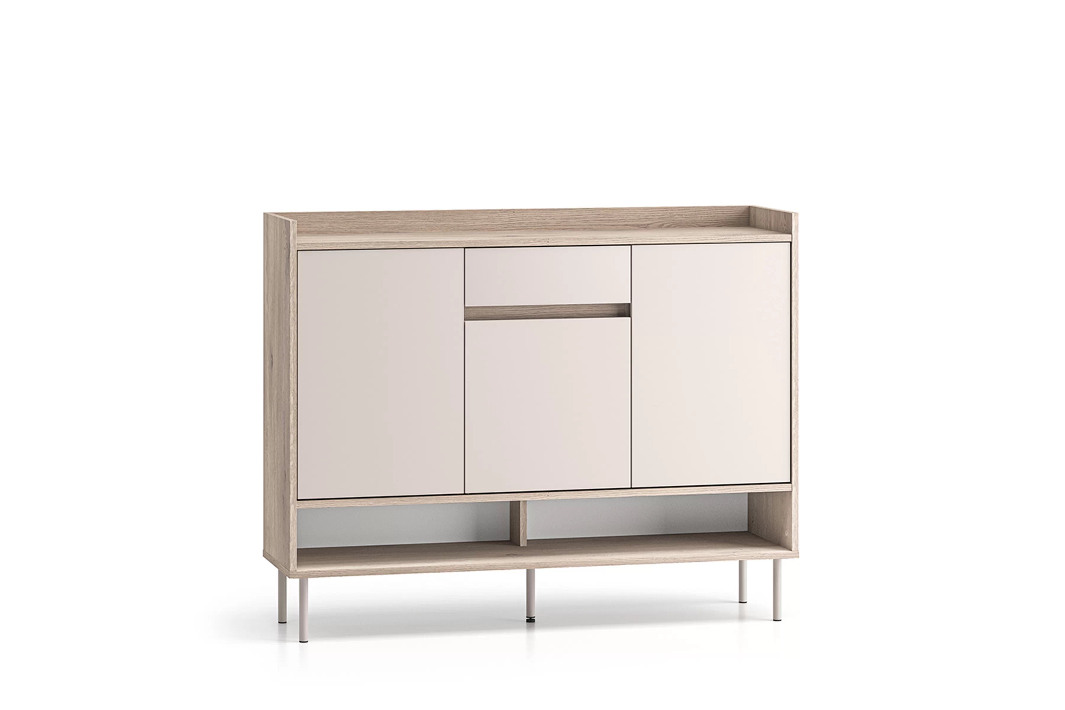 Botník Tivano 02 120 cm - kašmír / dub cremona skříňka na boty Voco 02 120 cm - kašmír / dub cremona