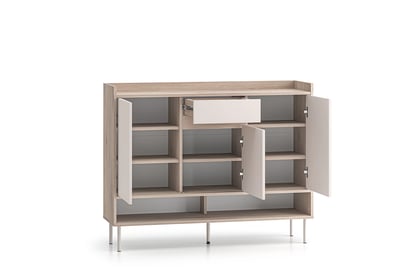 Botník Tivano 02 120 cm - kašmír / dub cremona skříňka na boty Voco 02 120 cm - kašmír / dub cremona