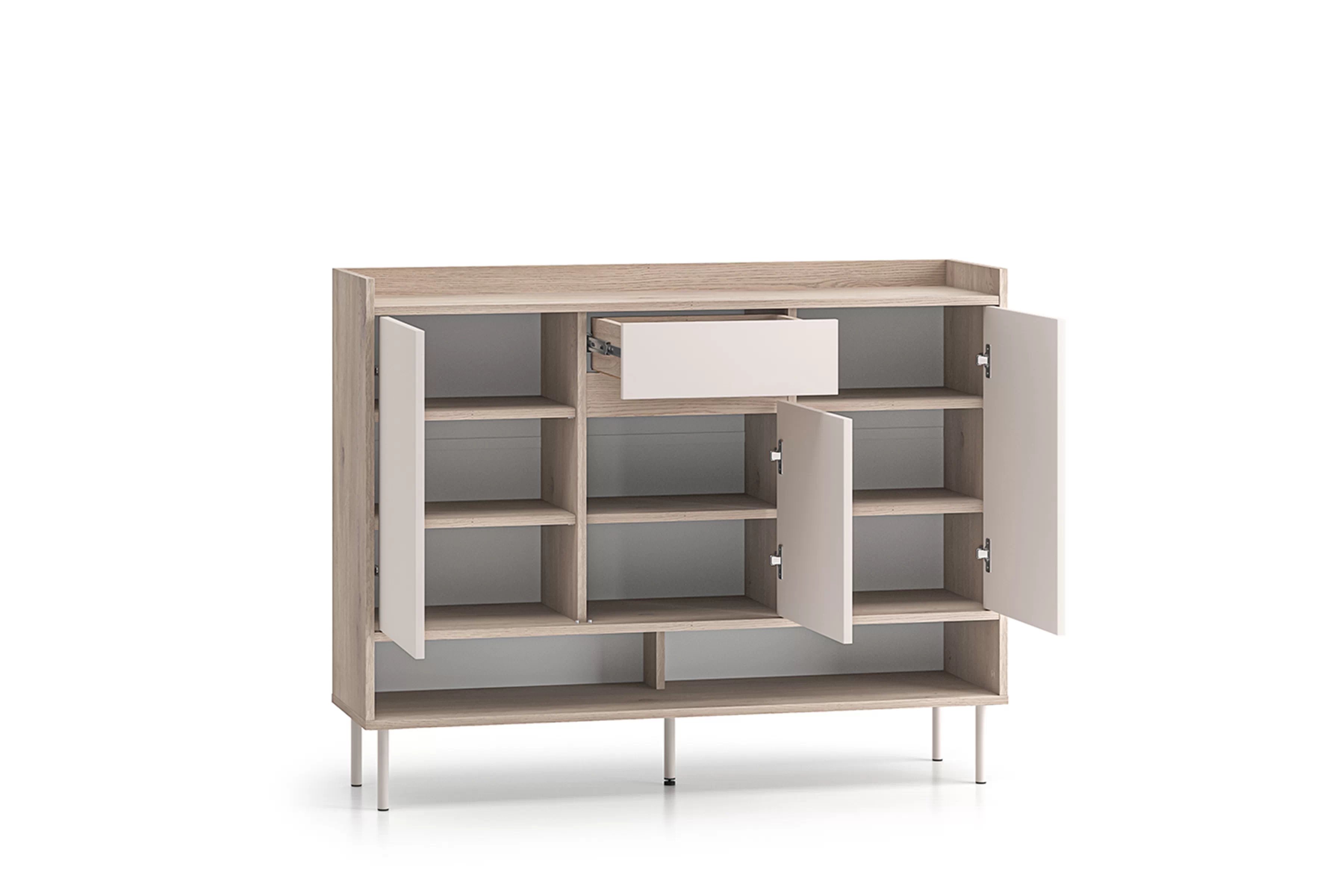 Botník Tivano 02 120 cm - kašmír / dub cremona skříňka na boty Voco 02 120 cm - kašmír / dub cremona